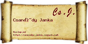 Csanády Janka névjegykártya